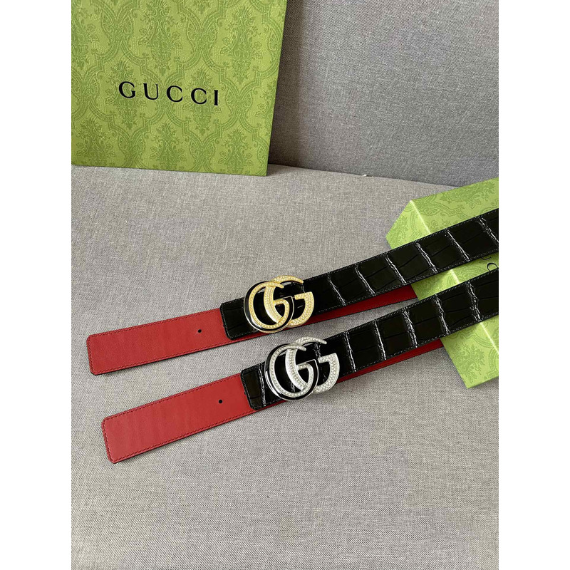 G*u*i double g gold diamond leather belt