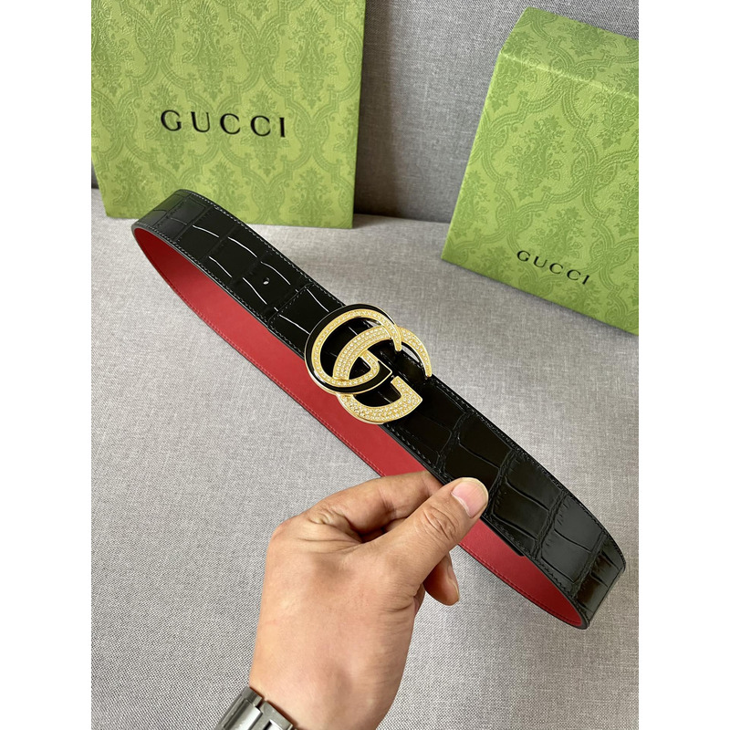 G*u*i double g gold diamond leather belt