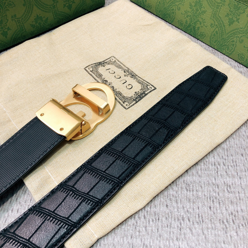 G*u*i gold double g leather belt