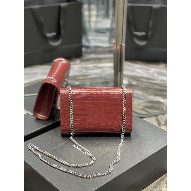 YSL Red Embossed Kate Medium Bag