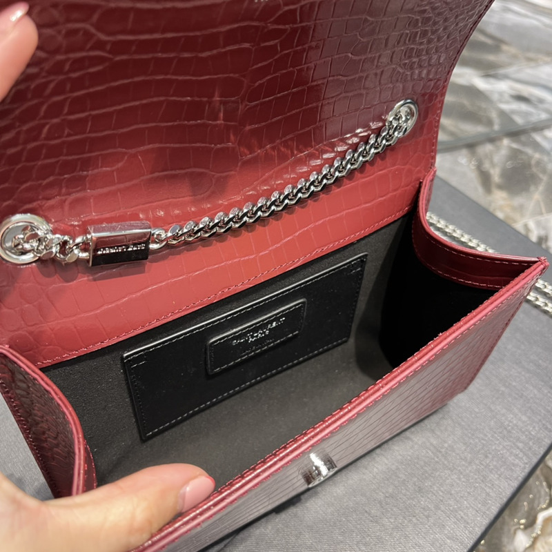 YSL Red Embossed Kate Medium Bag