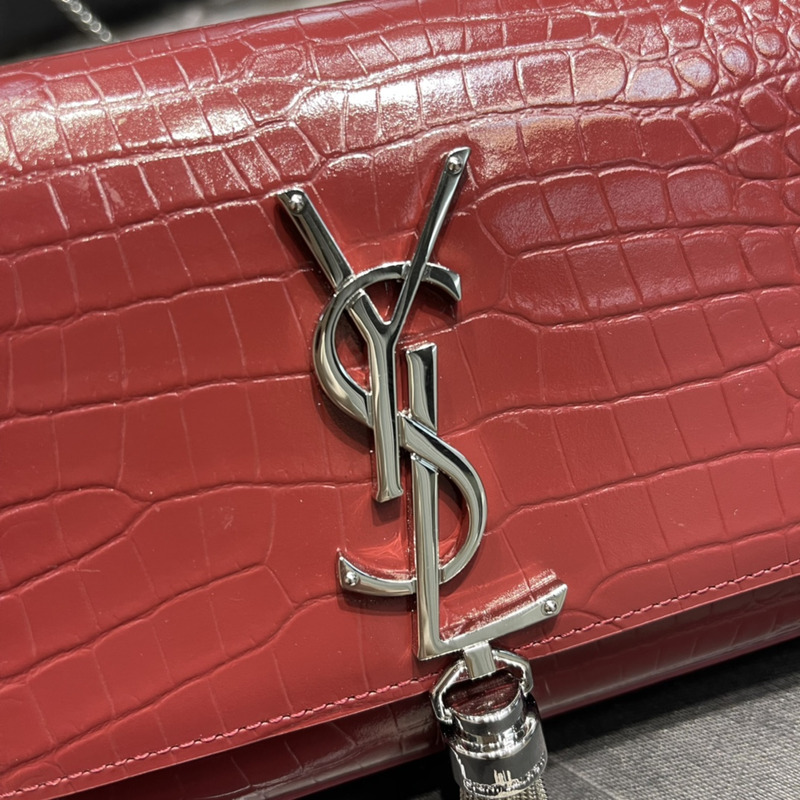 YSL Red Embossed Kate Medium Bag