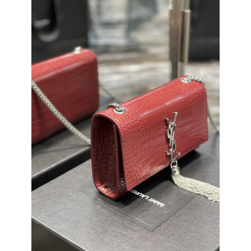 YSL Red Embossed Kate Medium Bag