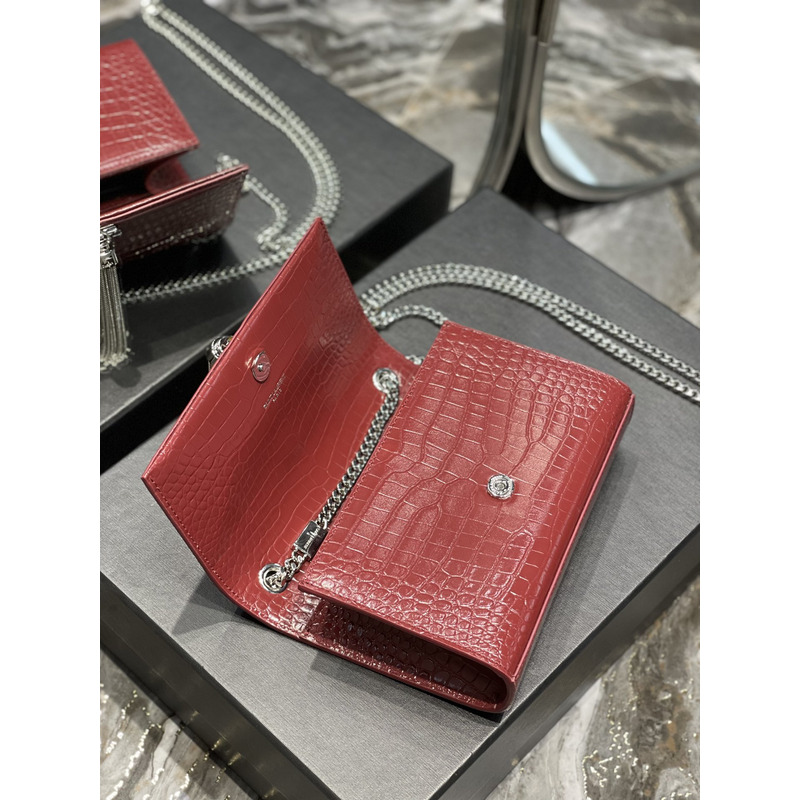 YSL Red Embossed Kate Medium Bag