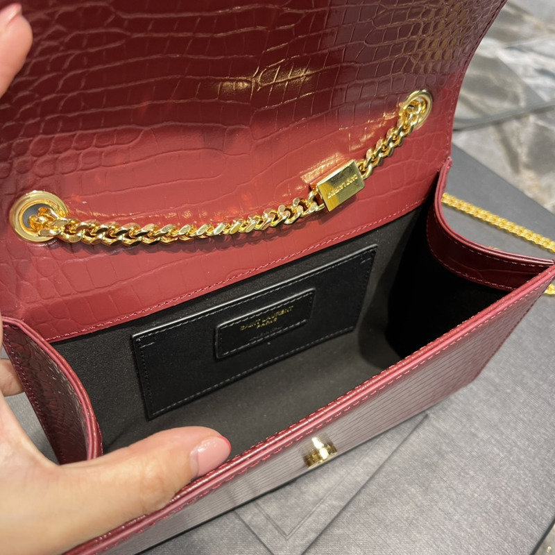 Saint Laurent Red Embossed Kate Medium Bag Small