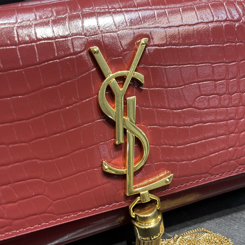 Saint Laurent Red Embossed Kate Medium Bag Small