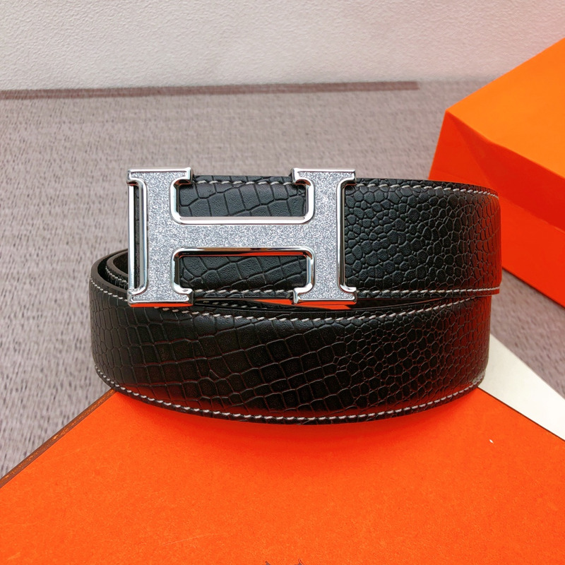 H**mes h logo leather belt