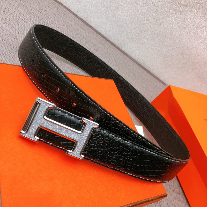 H**mes h logo leather belt