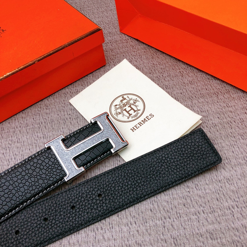 H**mes h logo leather belt