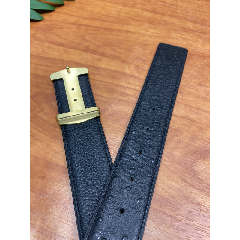 H**mes logo leather black belt