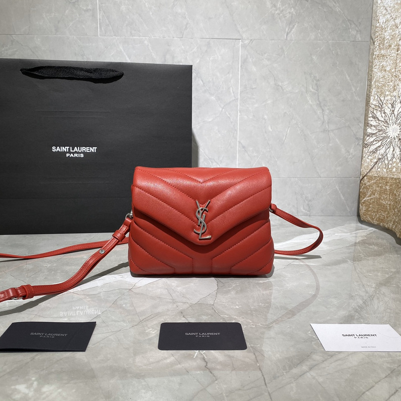 Saint Laurent Lulu Matelasse Y Shoulder Crossbody Bag Red