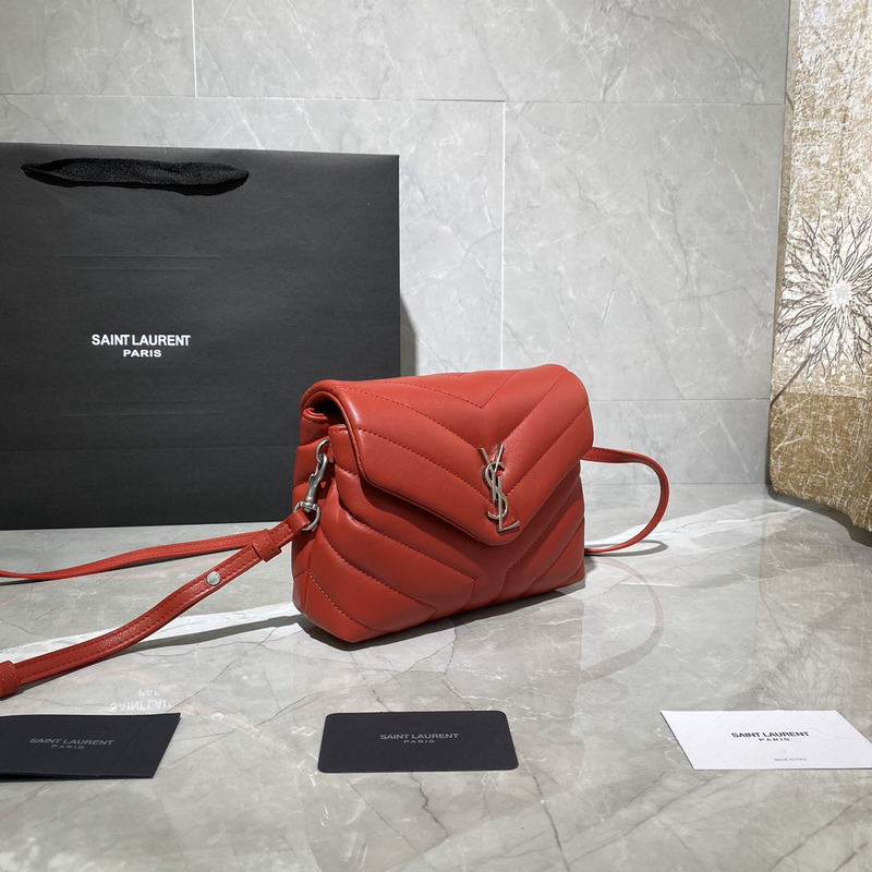 Saint Laurent Lulu Matelasse Y Shoulder Crossbody Bag Red