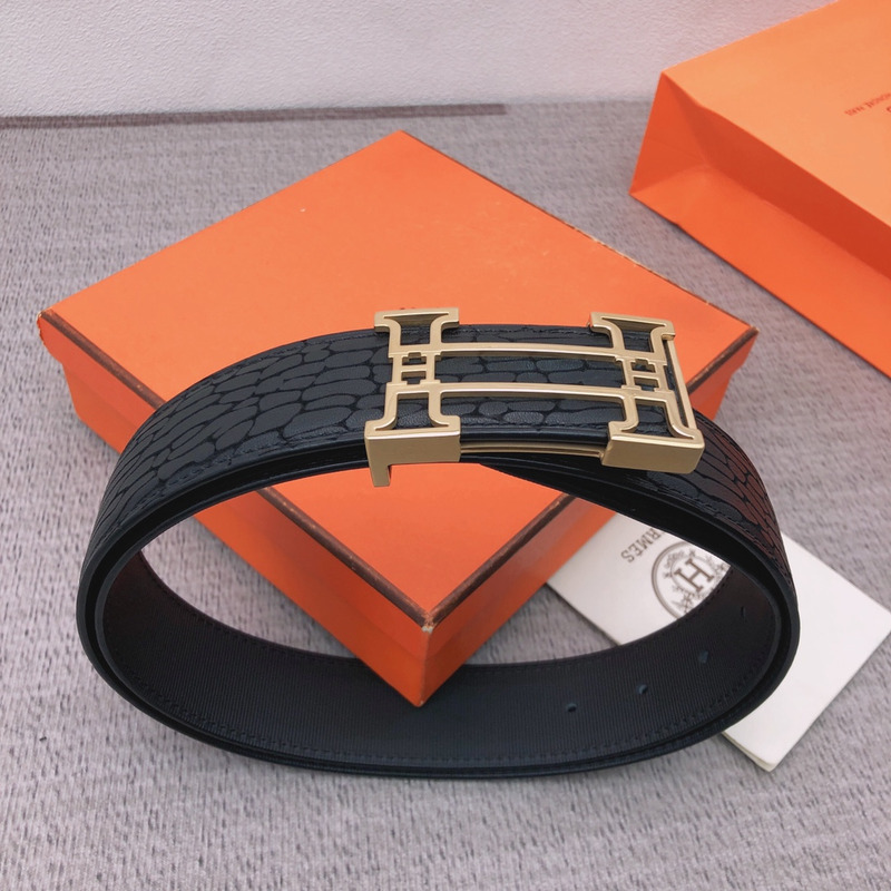 H**mes constance buckle & leather strap gold belt