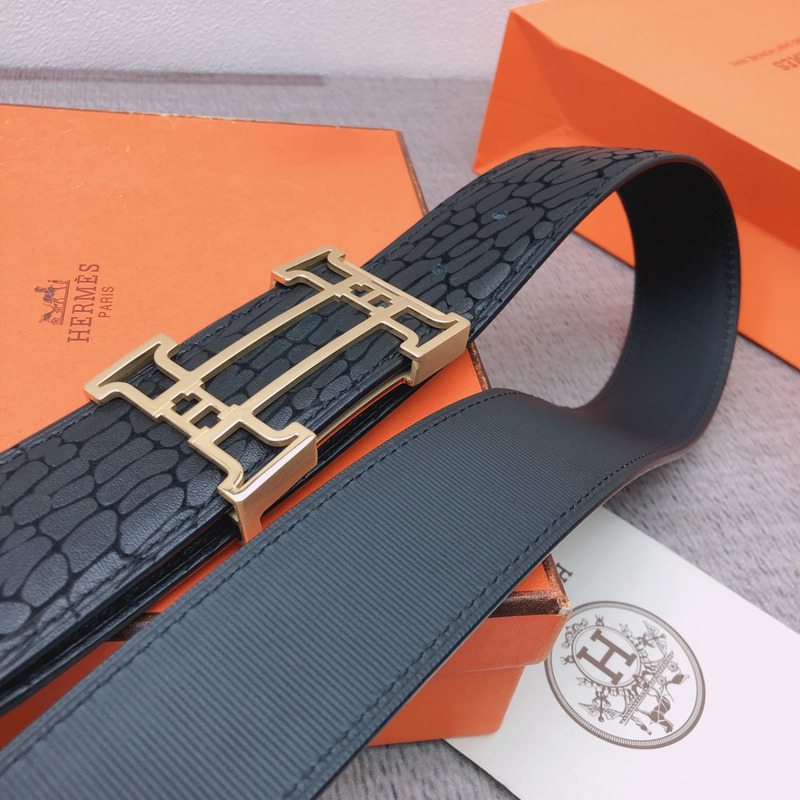 H**mes constance buckle & leather strap gold belt