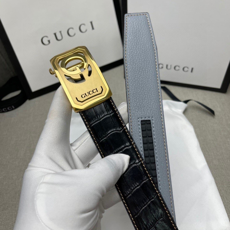 G*u*i gold double g logo belt