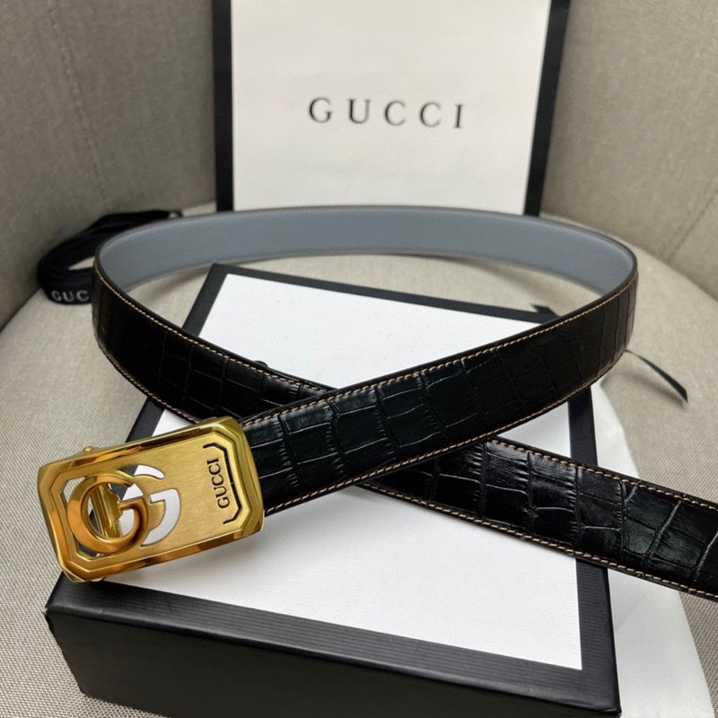 G*u*i gold double g logo belt