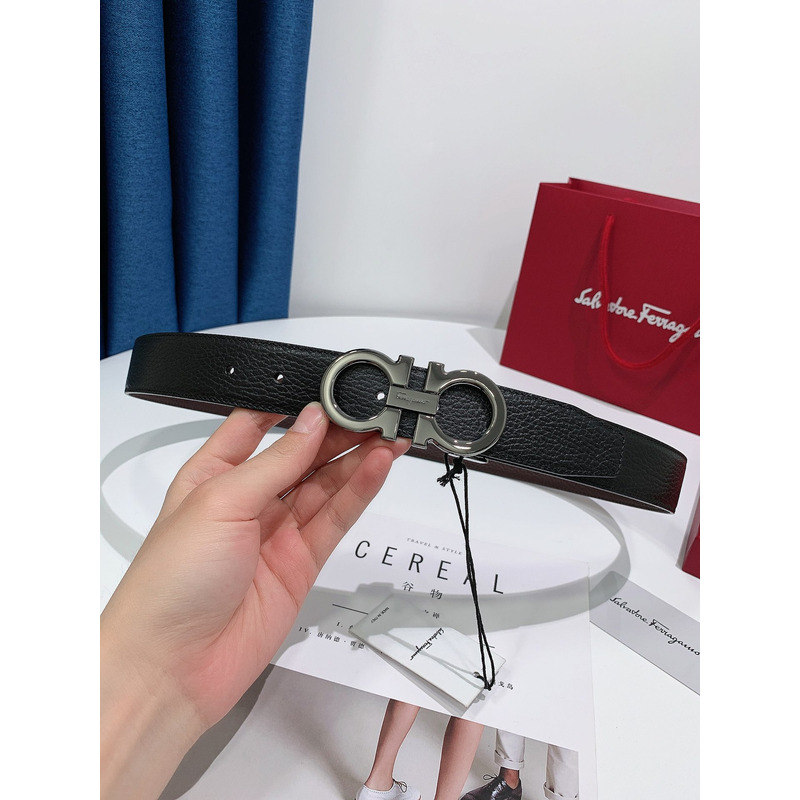 Ferragamo Salvatore Dark Grey Logo Belts