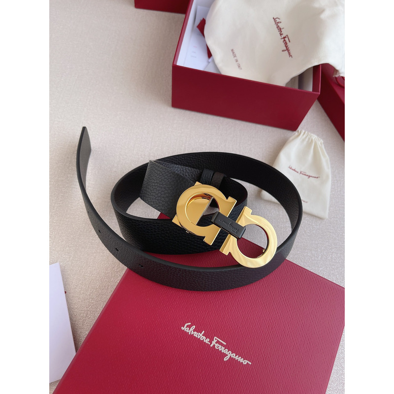 Ferragamo Salvatore Gold Logo Belts