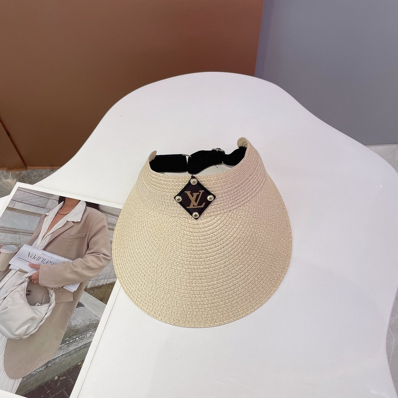 l**is V*t*n leather logo visor hat beige