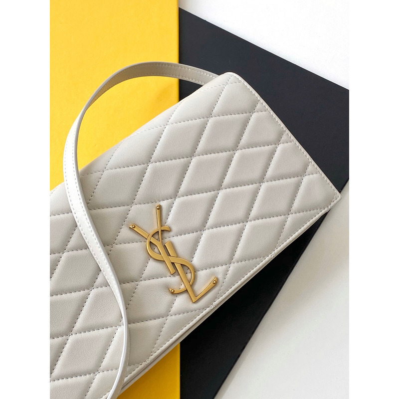 Saint Laurent Kate 99 Quilted Leather Shoulder Bag White