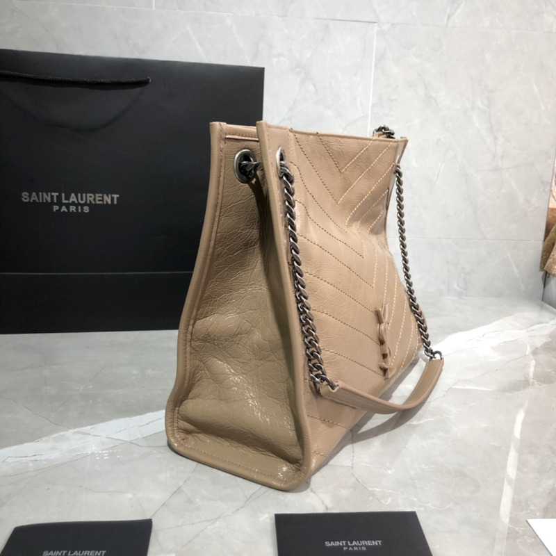 Saint laurent Ysl Niki Shopping Bag Leather  Milk Brown