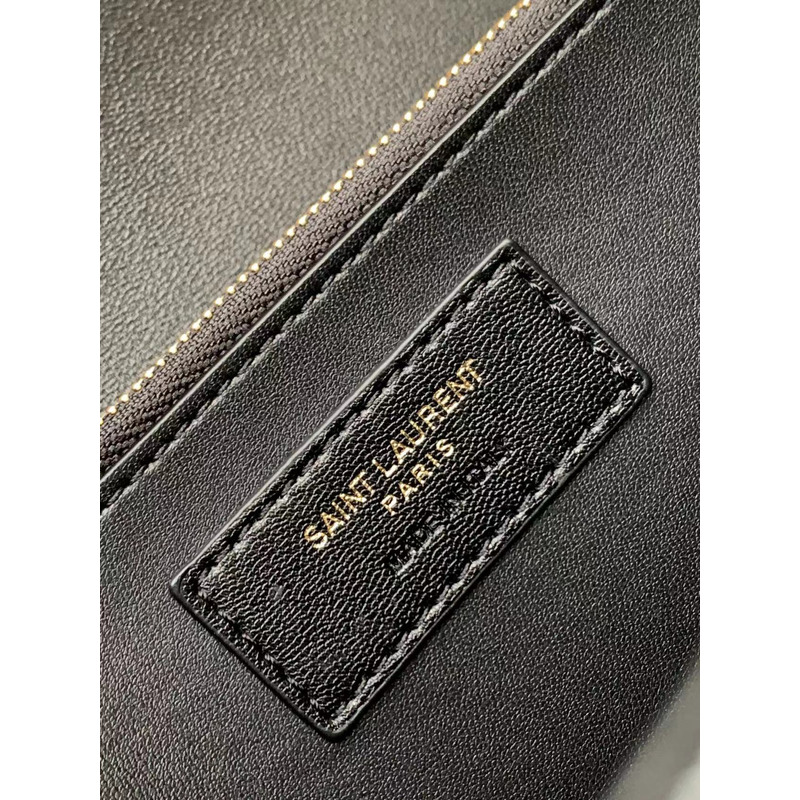 Saint Laurent YSL GABY Mini Quilted Textured Envelope Bag Sheepskin Black