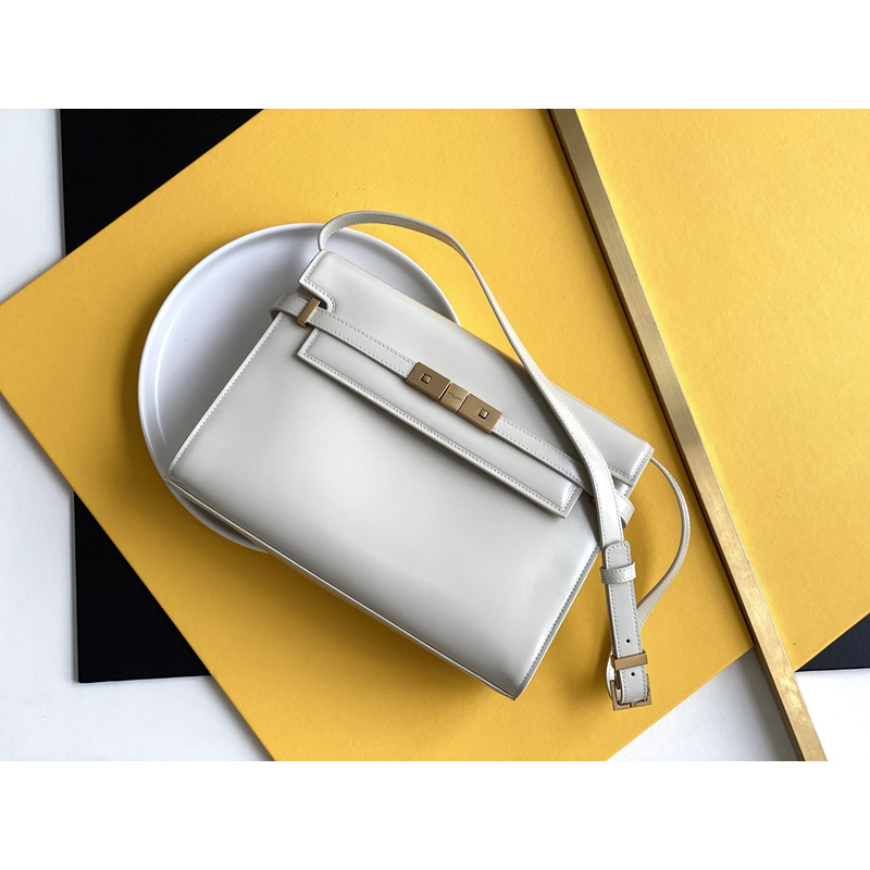 Saint Laurent MANHATTAN SMALL BOX SAINT LAURENT LEATHER SHOULDER BAG White