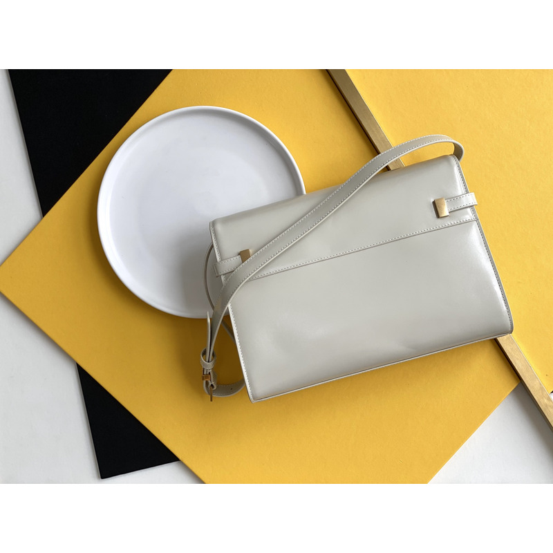 Saint Laurent MANHATTAN SMALL BOX SAINT LAURENT LEATHER SHOULDER BAG White