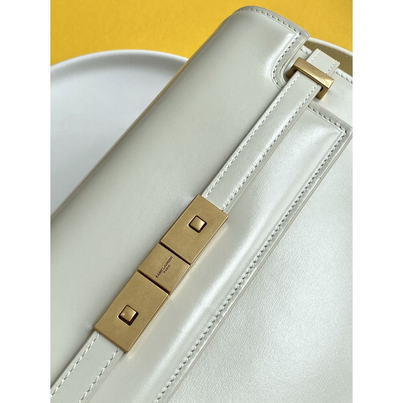 Saint Laurent MANHATTAN SMALL BOX SAINT LAURENT LEATHER SHOULDER BAG White