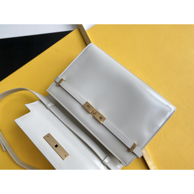 Saint Laurent MANHATTAN SMALL BOX SAINT LAURENT LEATHER SHOULDER BAG White