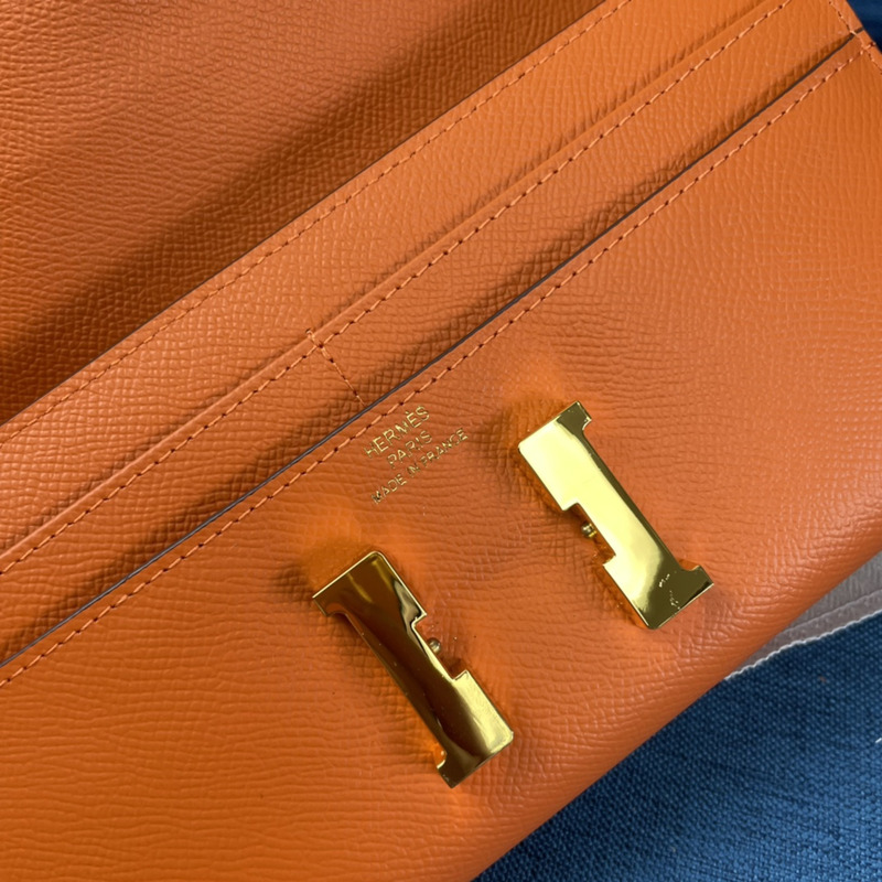 H**mes constance to go milkshake orange gold buckle