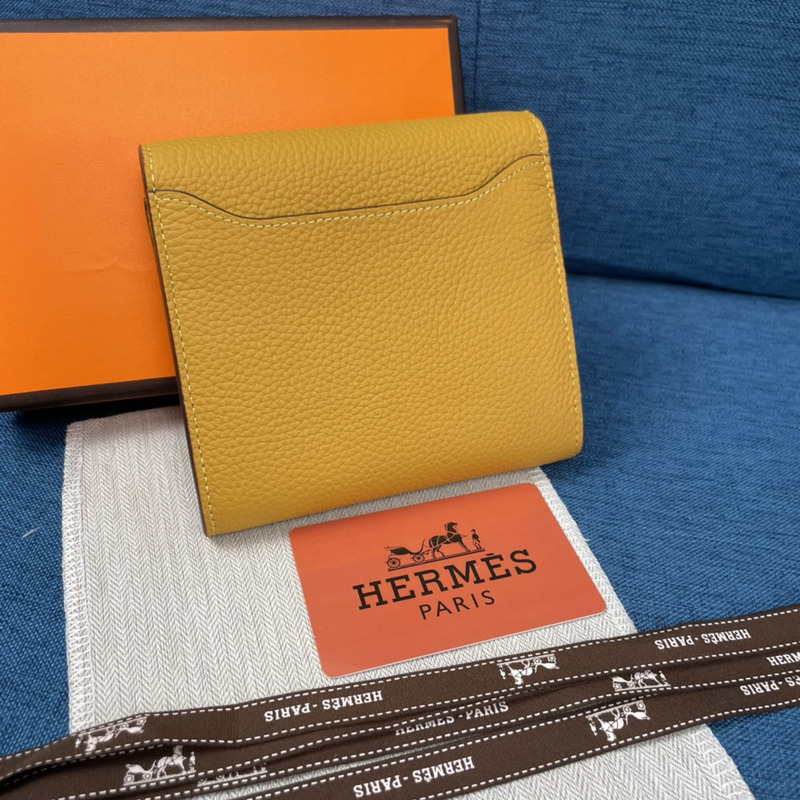 H**mes constance slim wallet yellow