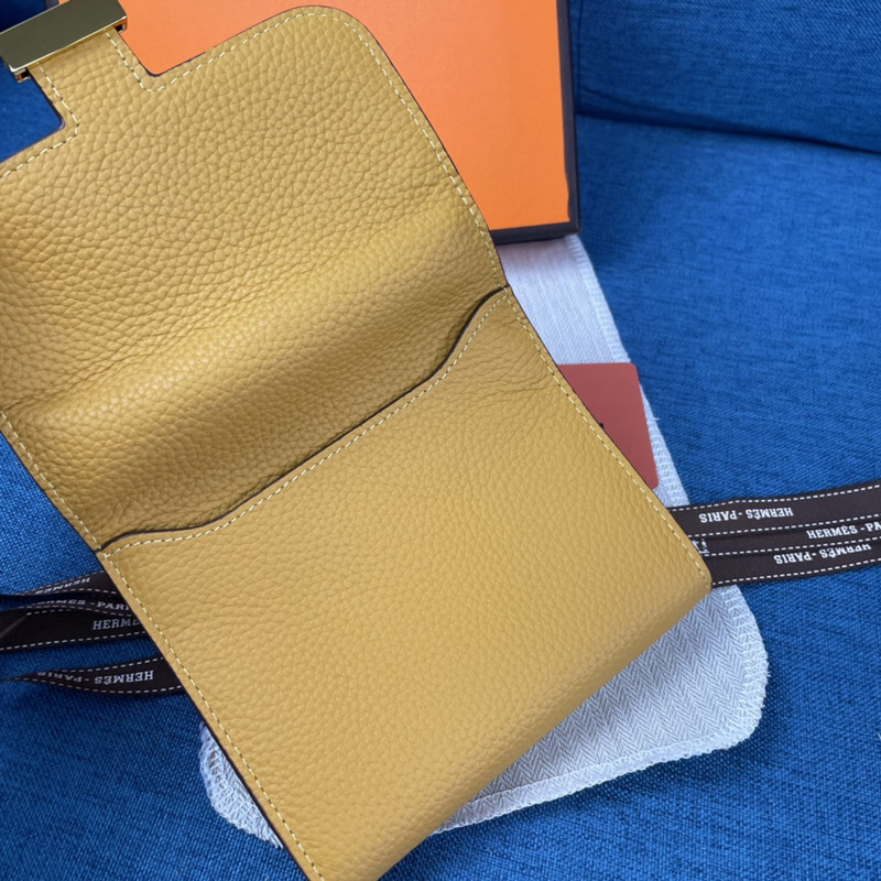 H**mes constance slim wallet yellow