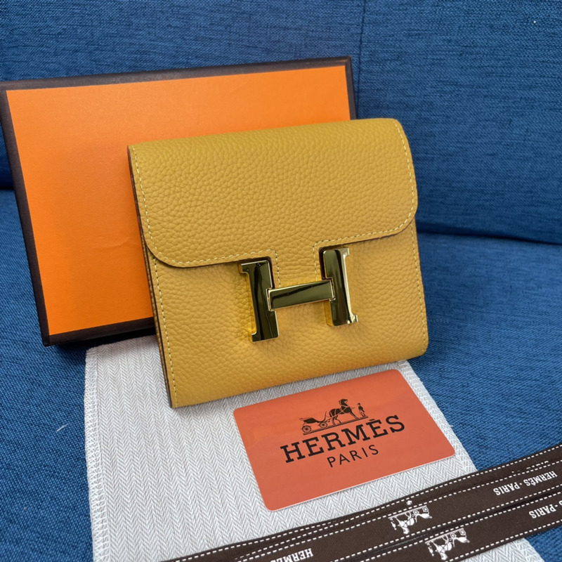 H**mes constance slim wallet yellow