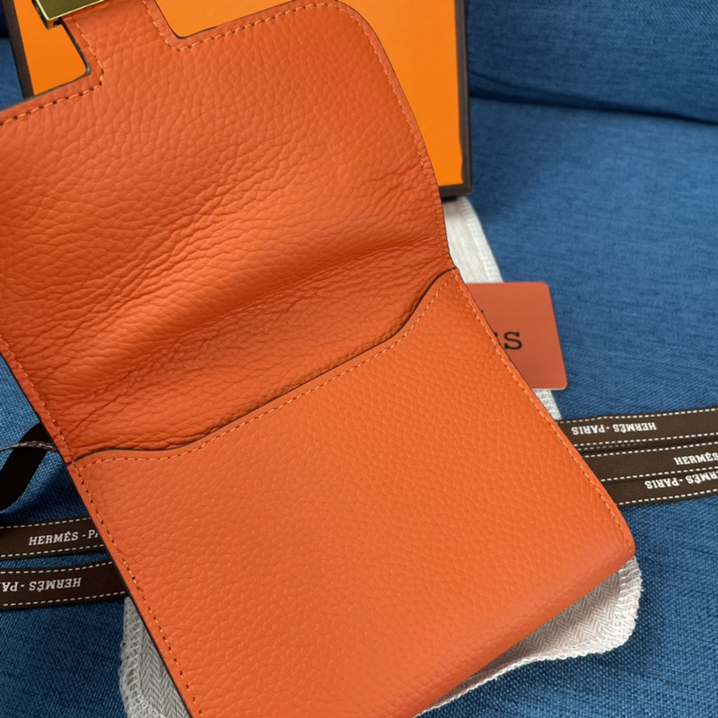 H**mes constance slim wallet orange