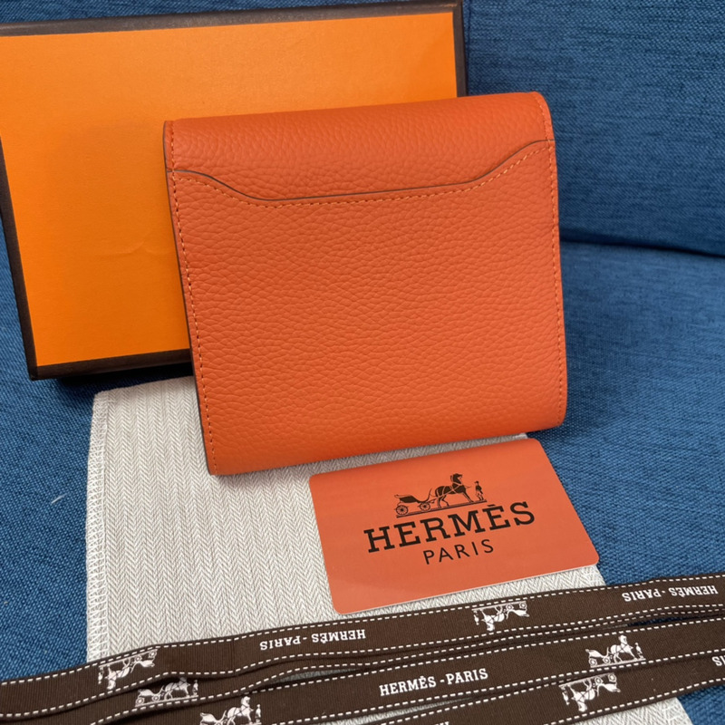 H**mes constance slim wallet orange