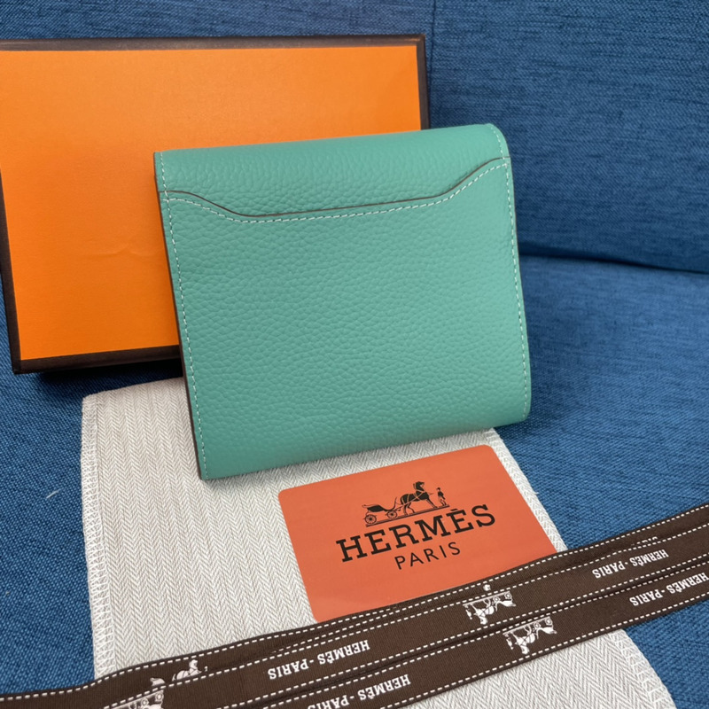 H**mes constance slim wallet turquoise