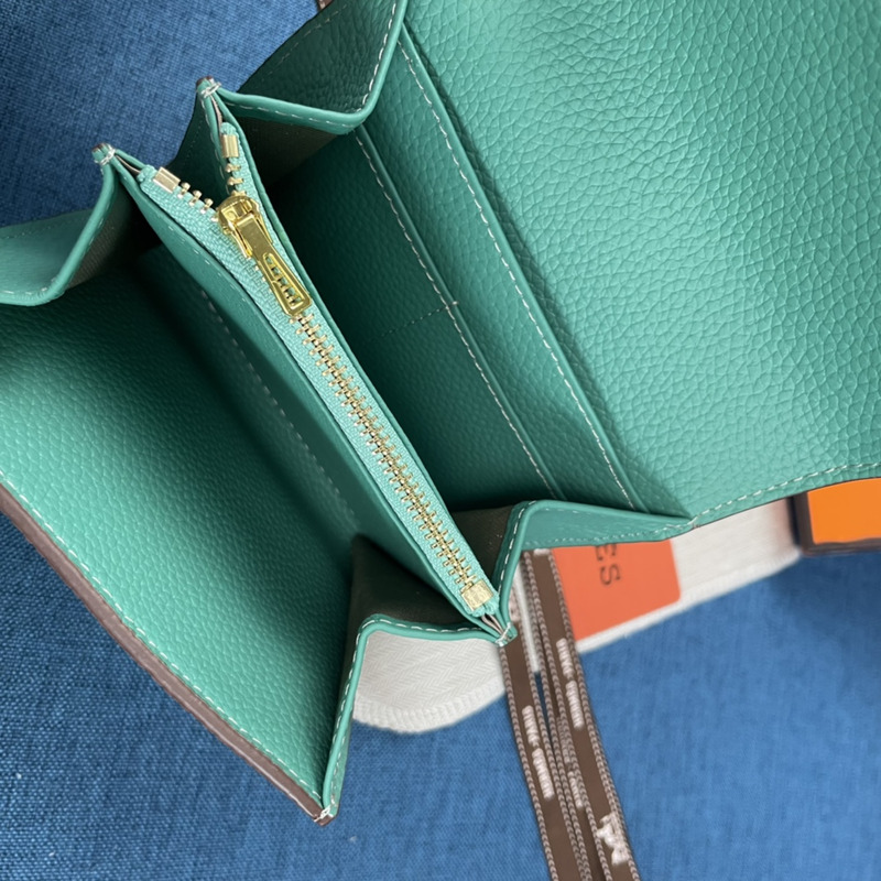 H**mes constance slim wallet turquoise