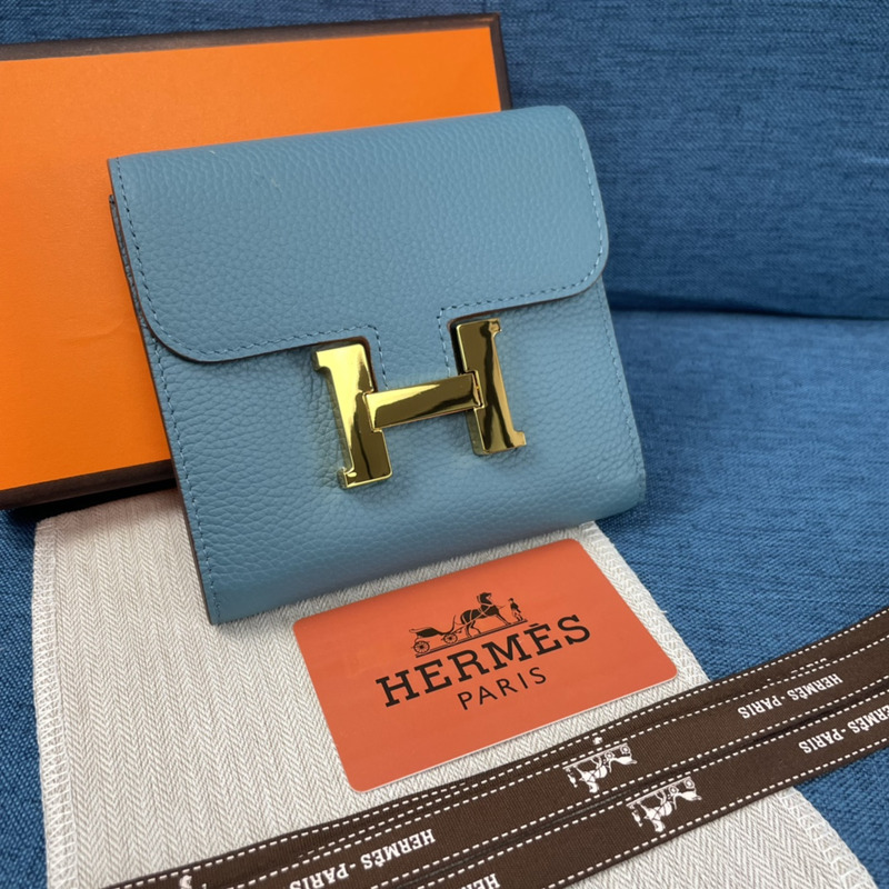 H**mes constance slim wallet blue