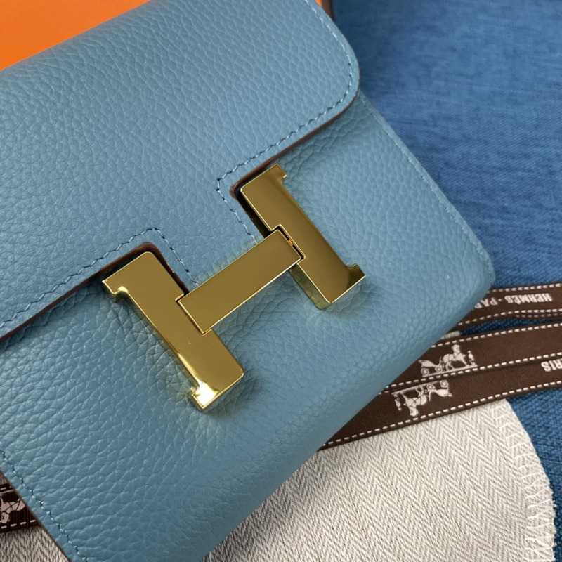 H**mes constance slim wallet blue