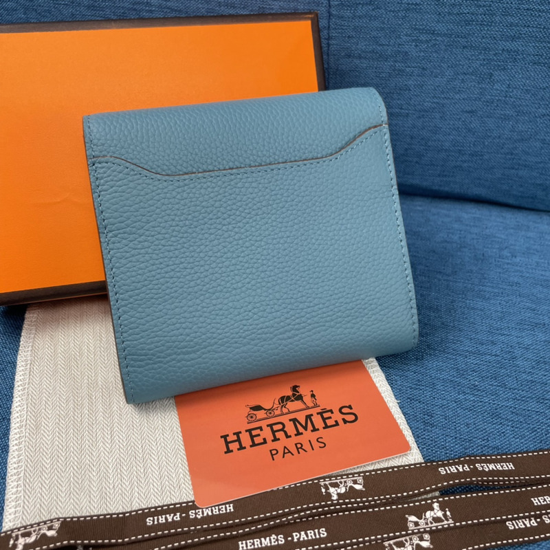 H**mes constance slim wallet blue