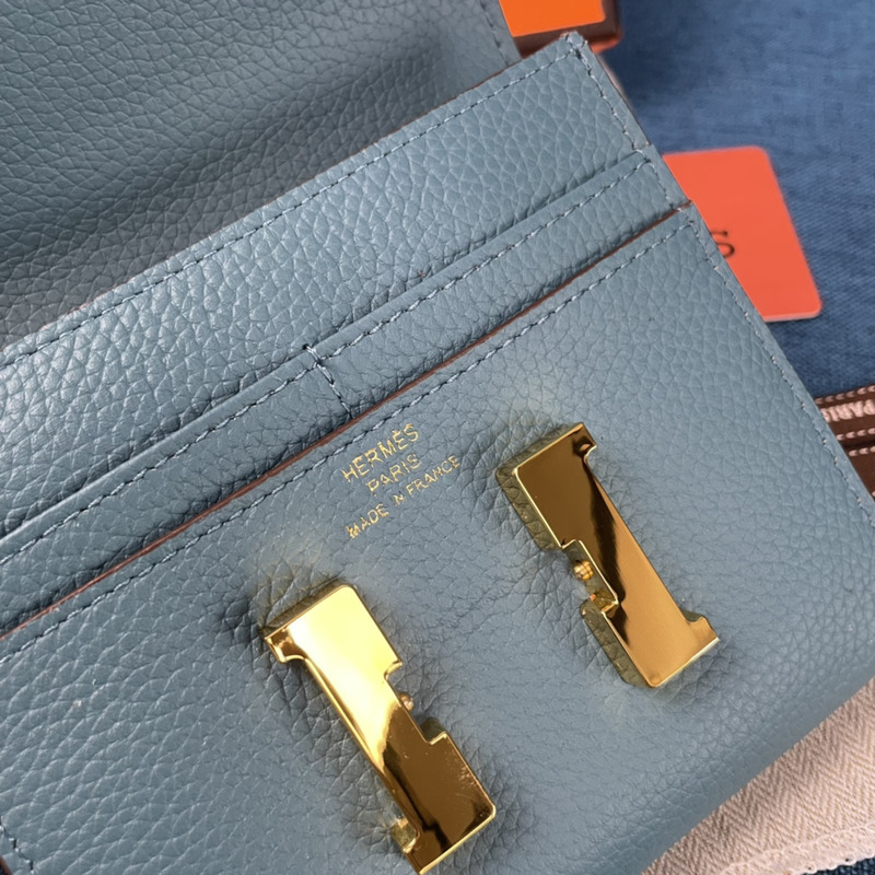 H**mes constance slim wallet blue