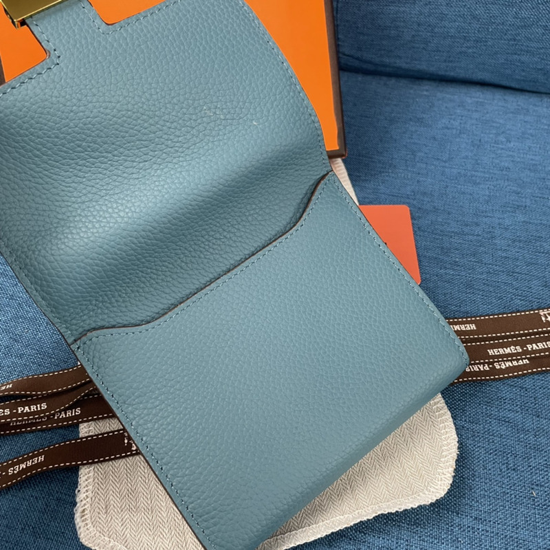 H**mes constance slim wallet blue