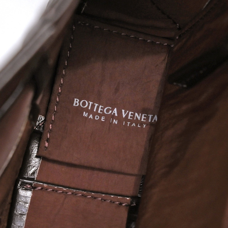 Bo*te*ga ve*ne*ta  intrecciato paper cassette leather shoulder bag brown