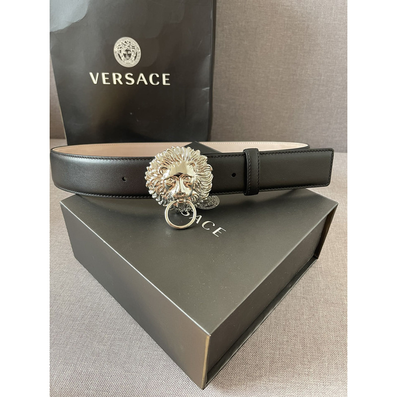 Versace  Silver Lion leather belt