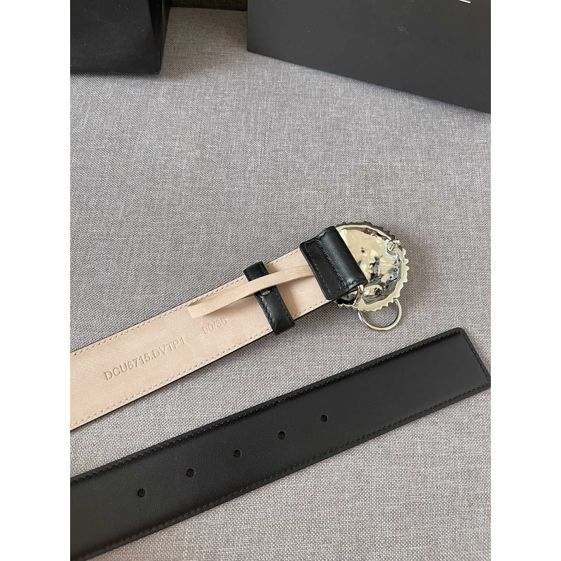 Versace  Silver Lion leather belt