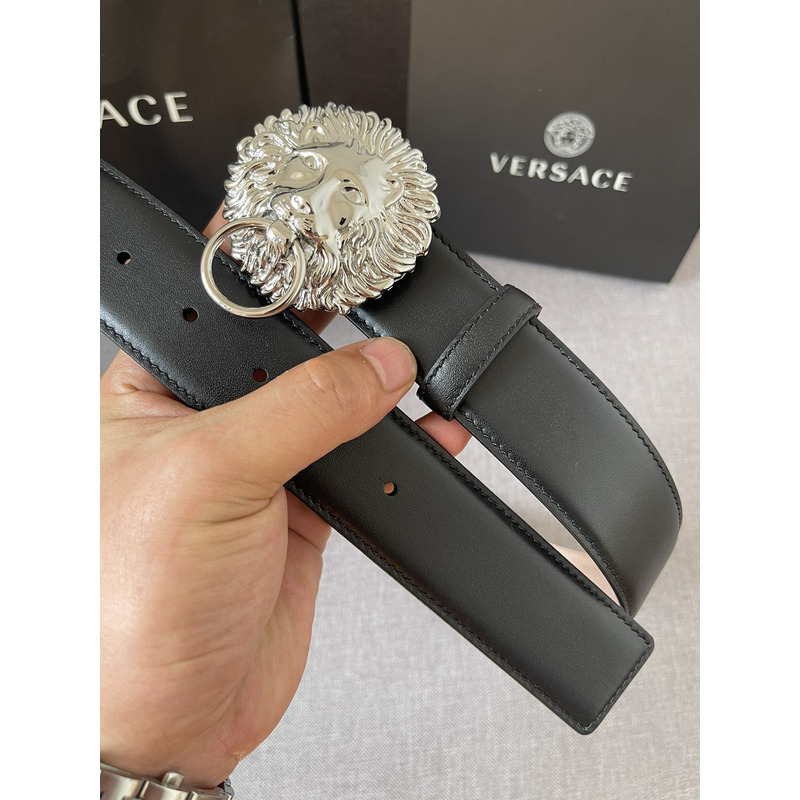 Versace  Silver Lion leather belt