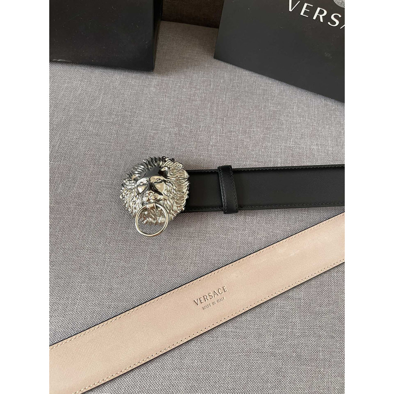 Versace  Silver Lion leather belt