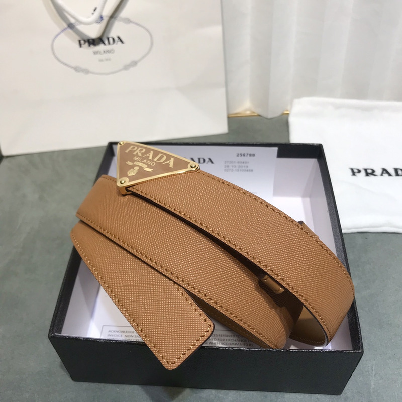 Pra*a saffiano leather belt brown