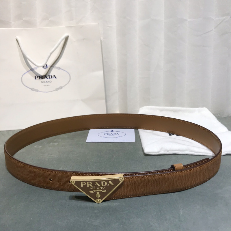 Pra*a saffiano leather belt brown